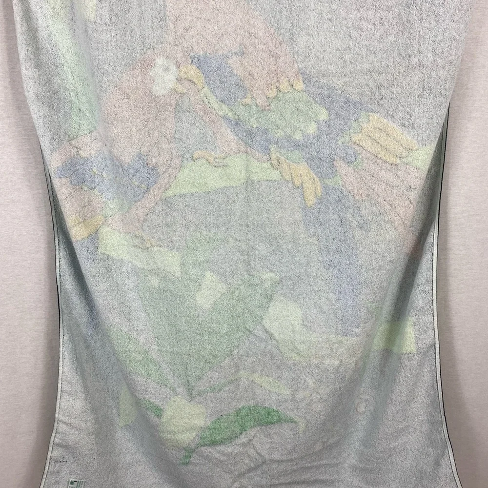 Vintage Tropical Parrot Print Black Beach Towel